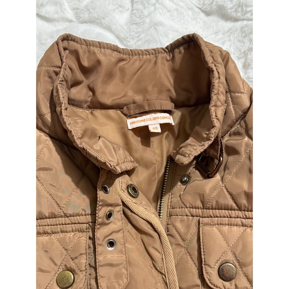 Women's Camel Quilted Belted Jacket Equestrian Preppy Puffer Coat Spain US8/EU40 - Picture 7 of 14